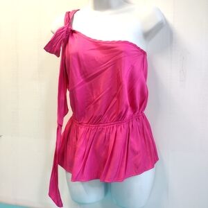 Kala One Shoulder Top Elastic Waist Pink M